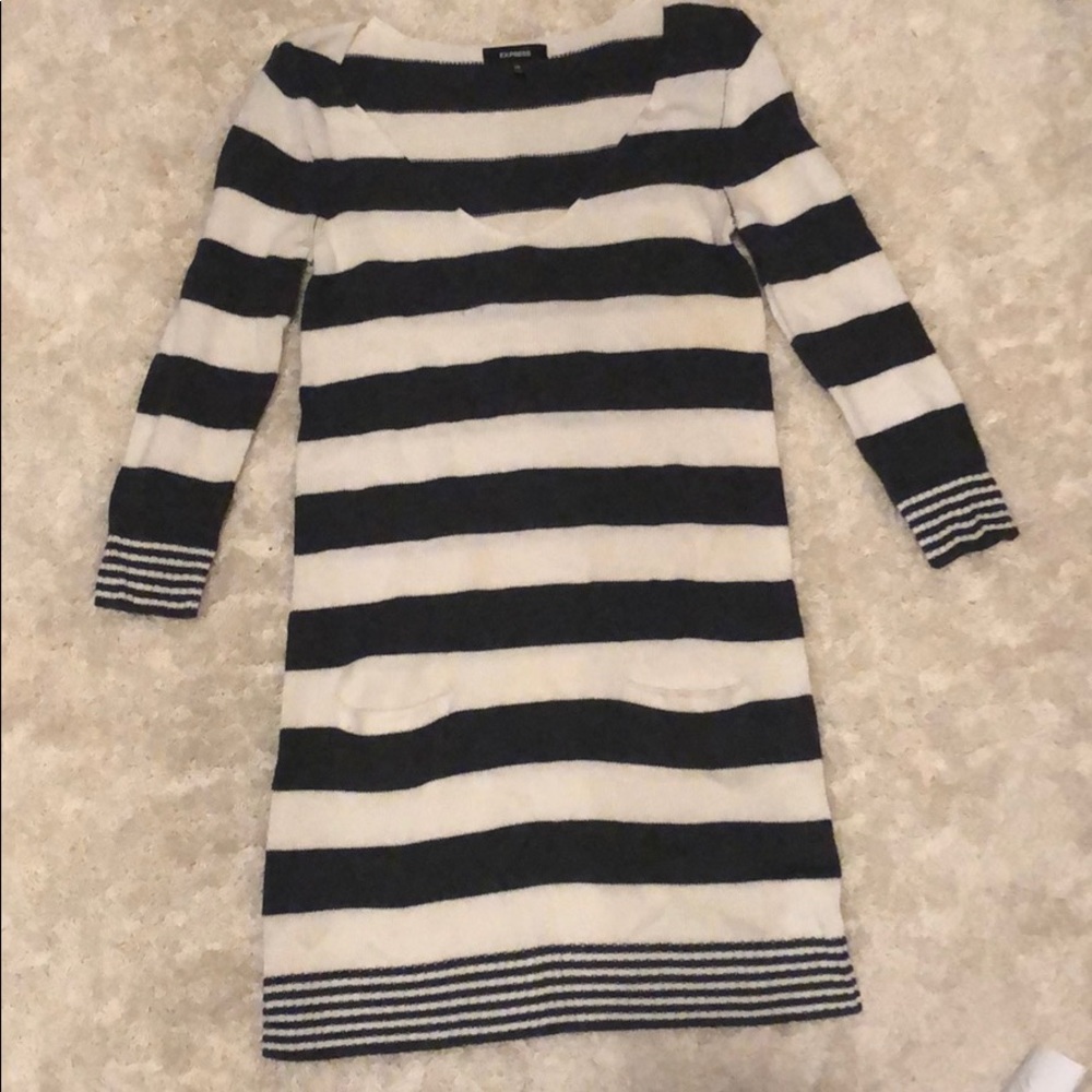 EXPRESS sweater dress black and white stripped
